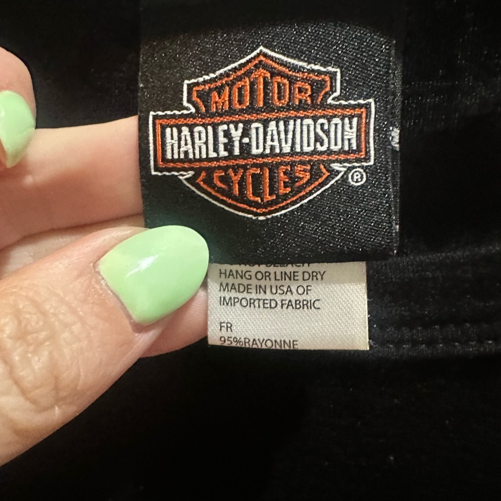 Harley Davidson Women Shield Of Freedom Black Tank Top Embellish Rhinestones XL - Picture 3 of 7